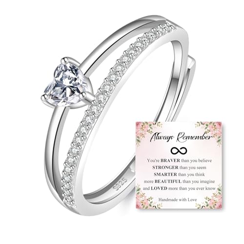 OOOPEL Sterling Silver Adjustable Ring S925 Silver Rings for Women Cubic Zirconia Twist Love Knot Dainty Ring Silver Minimalist Open Finger Rings Silver Thumb Sterling Silver Ring - color: silver-B