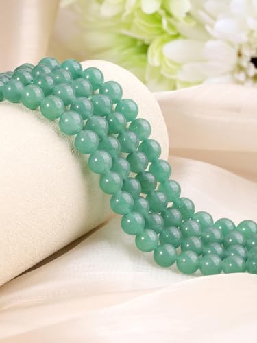 Jovivi 8mm Natural Green Aventurine Gemstone Beads for Jewelry Making,96pcs | Energy Healing Crystals Polished Round Smooth Stone Beads,Genuine Real Stone Beads for Bracelet Necklace - color: Green Aventurine