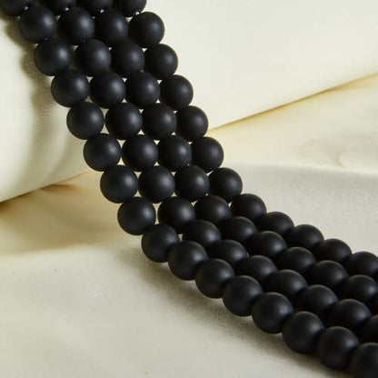 100pcs 8mm Matte Black Beads Natural Gemstone Beads Round Loose Beads for Crafting and Jewelry Making - color: Matte Black, size: 8mm