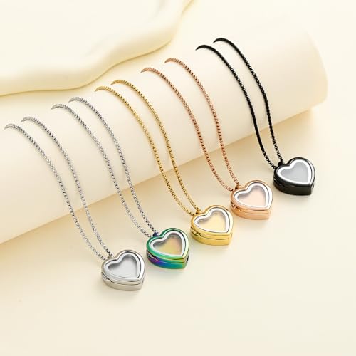 Oinsi Cremation Locket Necklace For Ashes Of Loved One Carry Photo Glass Memorial Urn Jewelry 316L Stainless Steel Keepsake Gifts - color: B-Customize Text