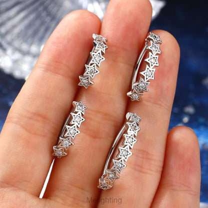 Melighting Star Belly Button Ring 14G Reverse Belly Ring Stainless Steel 316L 10/12/14/16 mm Belly Piercing Clicker Clear CZ Belly Piercing Jewelry for Women