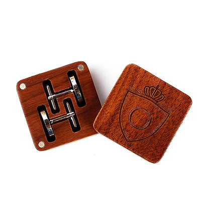 Mens Initial Silver Cufflinks A-Z Alphabet Letter Steel Cuff Links with Engraved Walnut Wood Box Groom Groomsman Wedding Set… - style: O