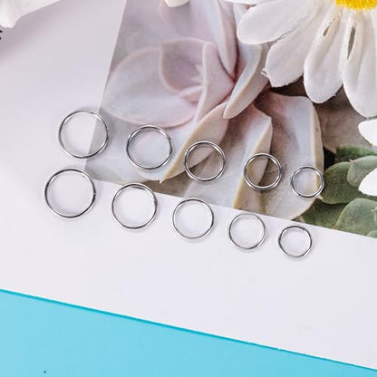 10Pcs 18G 20G Surgical Steel Nose Rings Hoops for Women Men Hinged Seamless Clicker Nose Hoops Cartilage Helix Tragus Daith Sleeper Earrings Hoop Hypoallergenic Nose Piercing 6/7/8/9/10MM - color: silver, size: 20G