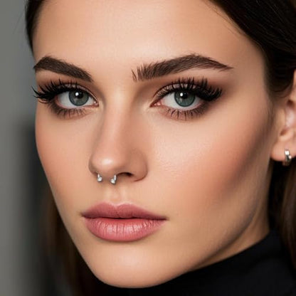 ONESING 9-40 Pcs Nose Rings - Hoops, Studs & L Shape - Hypoallergenic Stainless Steel Nose Piercings for Women & Men - color: 2Pcs-18G-Silver