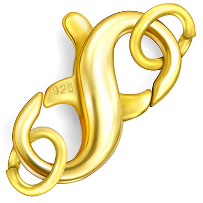 Dailyacc S925 Double Opening Lobster Clasp Sterling Silver and Gold Necklace Bracelet Extender Clasps and Closures for DIY Jewelry - color: Gold, size: 21mm × 11mm