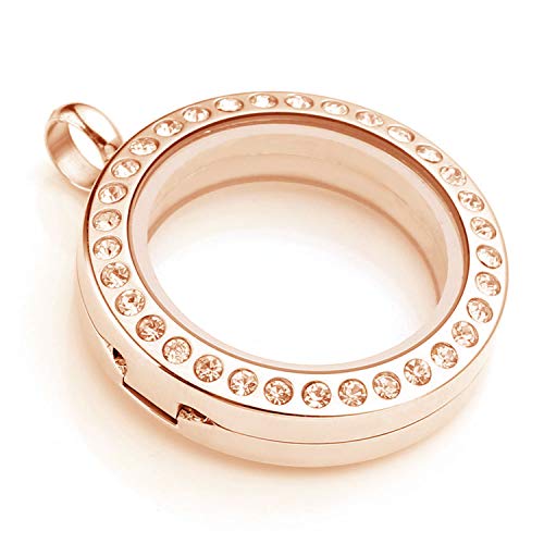 BG247 Stainless Steel 30mm Glass Floating Memory Living Locket Circle Necklace