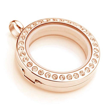 BG247 Stainless Steel 30mm Glass Floating Memory Living Locket Circle Necklace