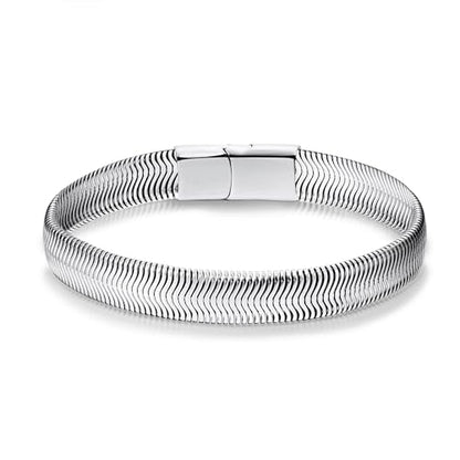 Mens Bracelet-Stainless Steel Magnetic Clasp Franco Chain Bracelets for Men - color: D-Sliver