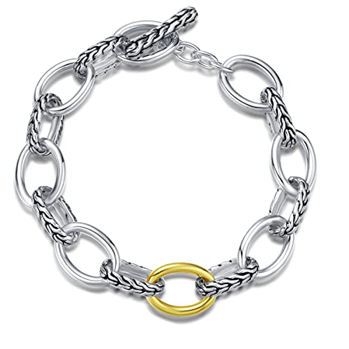 UNY JEWEL Jewelry Make a Statement with Foxtail Link Chain Bracelet Designer Brand Inspired Women Valentine - color: Single Two Tone