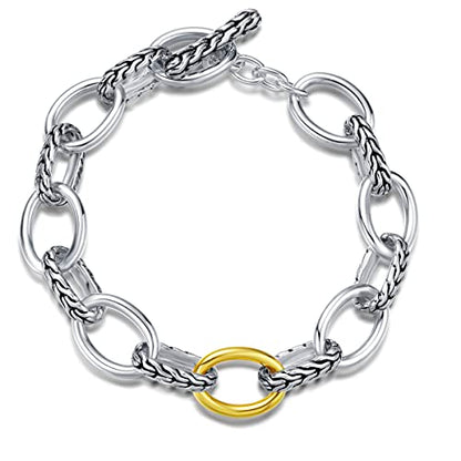 UNY JEWEL Jewelry Make a Statement with Foxtail Link Chain Bracelet Designer Brand Inspired Women Valentine - color: Single Two Tone
