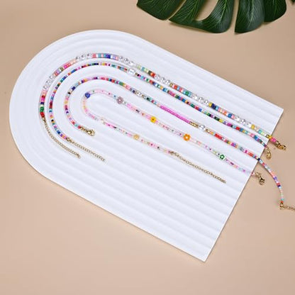4-12 Pieces Beaded Choker Necklaces for Women Boho Seed Bead Choker Set Hawaiian Handmade Turquoise Beach Beads Necklace Chain Jewelry - style: 6 Bead Pearl Necklace