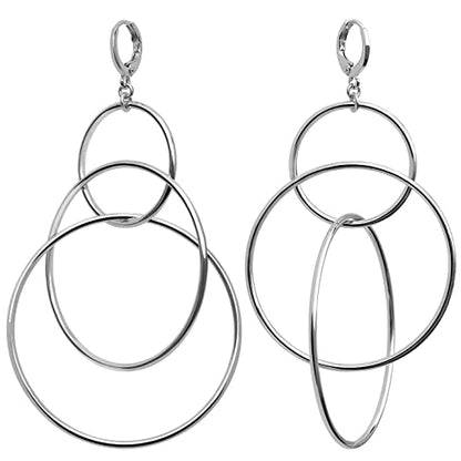 Dangle Hoop Earrings for Women, 14k Gold/Silver Plated High Polished Cute & Aesthetic Earrings for Women - color: Silver-03