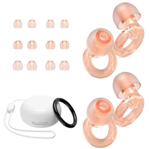 JUSTRVN Ear Plugs for Concert, 2 Pairs of Noise Reduction Earplugs 25dB-30dB with 8 Ear Tips&Carry case,Reusable Hearing Protection earplugs for Sleep,Social,Work,Focus&Noise Sensitivity - color: Pink