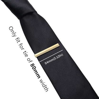 HONEY BEAR 2.12" Standard Tie Clip Bar 3-Piece Set for Men Wedding Business | Classic Minimalist, Steel-Plated Copper Base, Gift-Boxed, Thickened, Rounded Corners, Easy to Slide On, No Snag or Wrinkle - style: Matte Gold without box