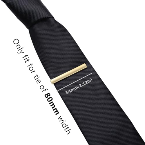 HONEY BEAR 2.12" Standard Tie Clip Bar 3-Piece Set for Men Wedding Business | Classic Minimalist, Steel-Plated Copper Base, Gift-Boxed, Thickened, Rounded Corners, Easy to Slide On, No Snag or Wrinkle - style: Shinny Gold with box