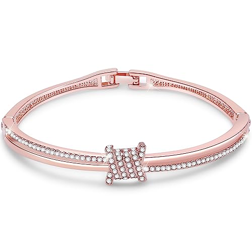 Princess Bangle Bracelets For Women 18K Gold Plating Adjustable Bracelets With White Crystal Idea Gift For Women - color: Rose Gold