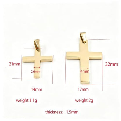 Stainless Steel No Tarnish Cross Pendant Charm Christian Jewelry for Women Men Jewelry Making Necklace Bracelet Silver - style: Big size:17mm*32mm-gold