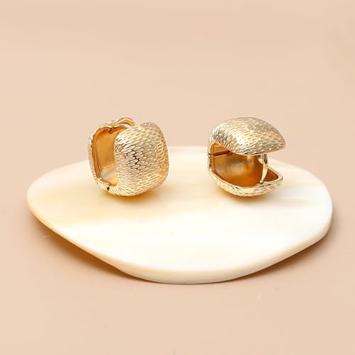 Small Chunky Gold Hoop Earrings For Women, 14k Gold Thick statement huggie hoop earrings Trendy Hoop Earrings Set Hypoallergenic Fashion Earrings - color: Square-Gold 3