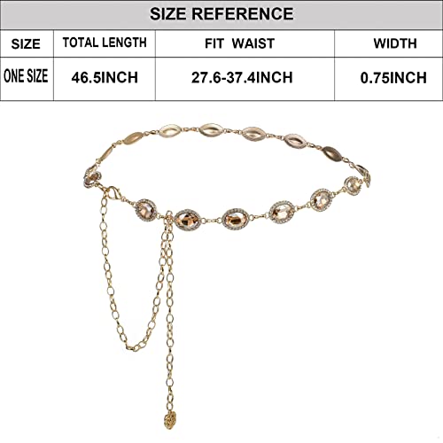 ILuvatar Green Glass Diamond Chain Belt - Metal Women's Western Style Dress Belt - color: F008-cp