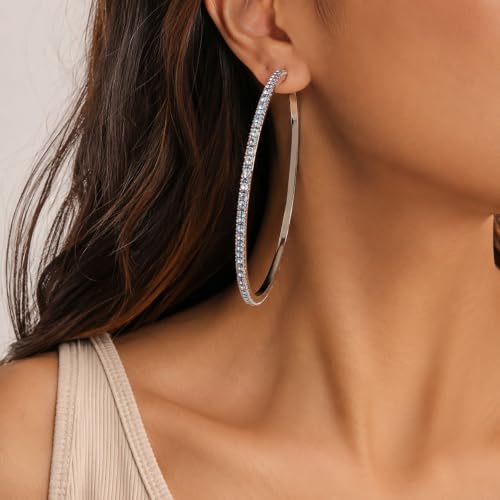 Big Chunky Gold Hoop Earrings for Women Beaded Large Statement Earrings Lightweight Fashion Jewelry Daily Wear Party Gift - color: E9:Colorful 10cm