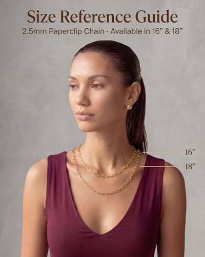 14K Gold Filled Paperclip Chain Necklace for Women – Hypoallergenic Tarnish Resistant Layering Necklace – 16 to 22 Inch - color: Paperclip 16" - 2.5mm