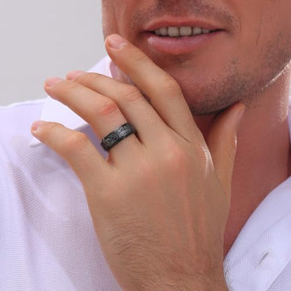 Tungsten Ring 8mm Computer Circuit Pattern Ring Black/Gold/Silver Tungsten Carbide Wedding Band for Men Comfort Fit - color: Black