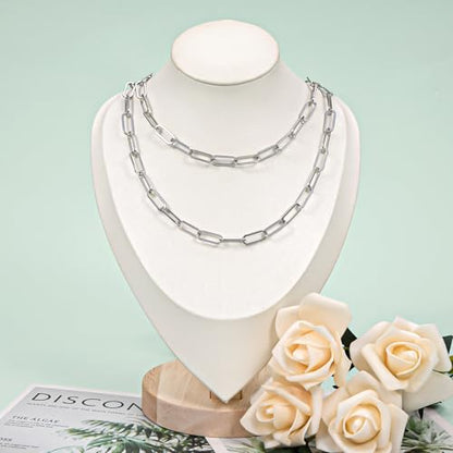 UMAOKANG 6.6 Feet Stainless Steel Chains for Jewelry Making Paperclip Link Craft Chain Roll with Jump Rings and Lobster Clasps - color: Paperclip Silver