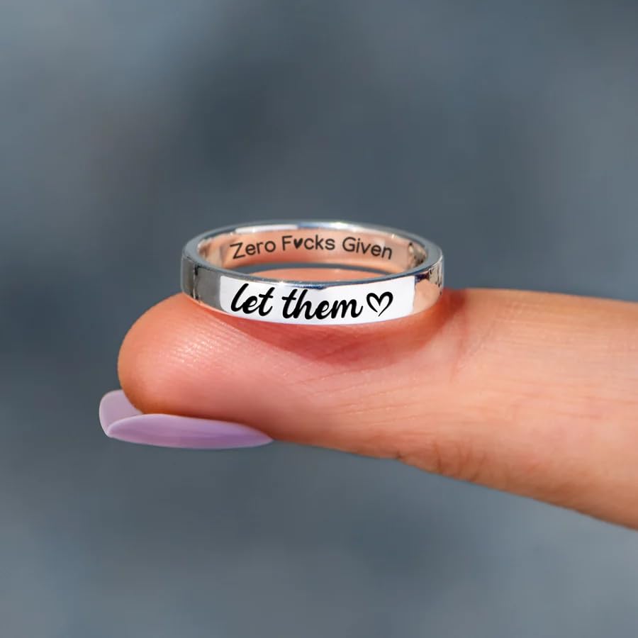 This Too Shall Pass But Fucking Hell Inspirational Mantra Ring For Women, Best Friends Engraving Stackable Self Worth Hidden Message Encouragement Friendship Gift Jewelry - color: Silver 10