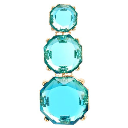 Aqua Blue Crystal Drop Earrings for Women, Oversized Faceted Geometric Dangle Statement Earrings