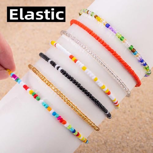 Yalice 7Pcs Beaded Ankle Bracelets for Women Dainty Layering Anklets Set Boho Waterproof Ankle Jewelry for Summer Beach