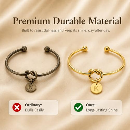 LemonRose Initial Bracelets for Women - Dainty Tie the Knot Letter A-Z 14K Gold Plated for Women Gold Cuff Bracelet for Womens Jewelry Personalized Bridesmaid Proposal Gifts - color: Gold K