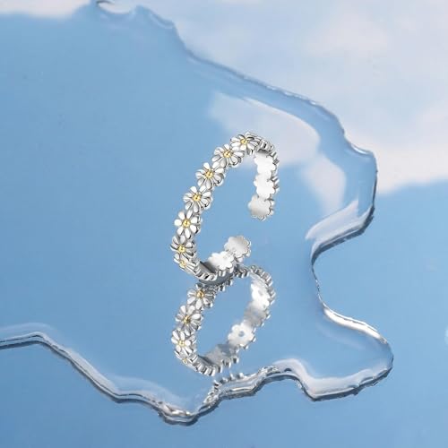 ORAZIO Toe Rings for Women 925 Sterling Silver Toe Rings Adjustable Band Silver Toe Rings Snake Cubic Zirconia Daisy Flower Open Cuff Toe Ring Set Beach Foot Jewelry for Summer