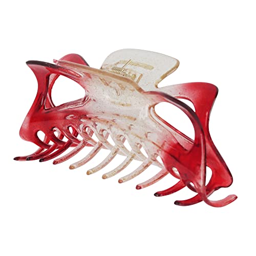 Jumbo Jaw Clip Extra Large Marbelized Hair Claw for Women (Glitter Red) - color: Glitter Red