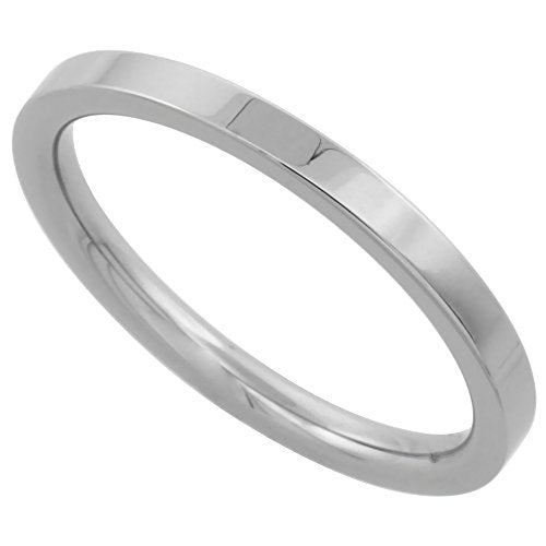 Sabrina Silver Surgical Stainless Steel 2mm Wedding Band Thumb/Toe Ring Comfort-Fit High Polish sizes 1-12