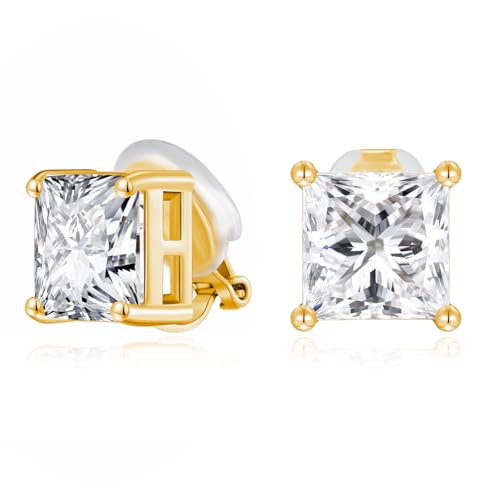 FAMARINE CZ Clip on Earrings for Women Clip Earring Non-pierced Earrings - style: Big Square
