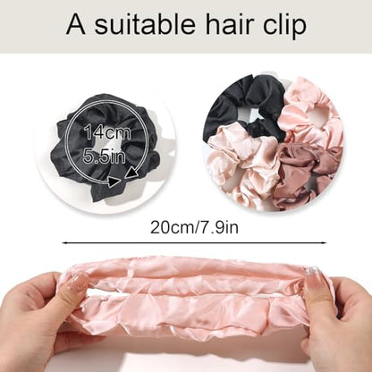 Hair Scrunchies for Women - Hair Ties No Damage Both for Thick Hair or Thin Hair Curl Hair No Crease Scrunchies Ponytail Holder No Hurt Your Hair - color: Black Brown Pink Light Pink