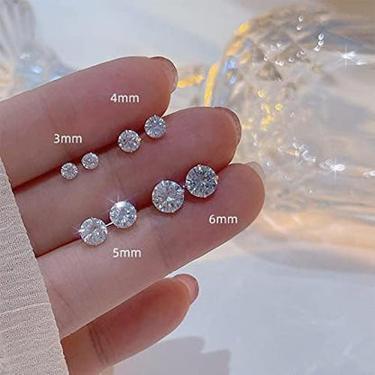 Limerencia Hypoallergenic G23 Pure F136 Implant Grade Titanium Earrings | 20G Flat Back Studs with CZ, Available in Round, Princess-Cut, Square & Ball, Earrings for Women and Men with Sensitive Ears - style: 3mm Cubic Zirconia