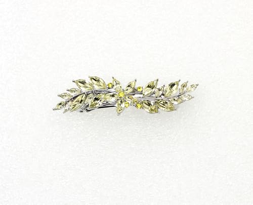 Faship Citrine Yellow Small Floral Hair Barrette Clip - color: Yellow / Citrine