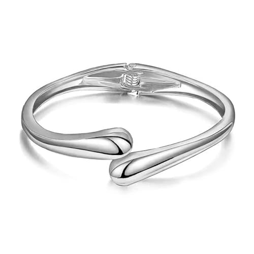 Gold Bracelets for Women Trendy Silver Bangle Cuff Bracelet Jewelry Gifts | Adjustable Size, 14K Gold Plated Chunky Bracelet - color: Silver-Chunky