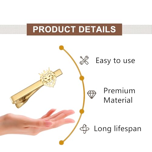 1 Pcs Tie Pin Exquisite Stainless Steel Lion King Crown Gold Tie Clip for Men Accessories, Banquets, Business, Weddings and Other Formal Occasions