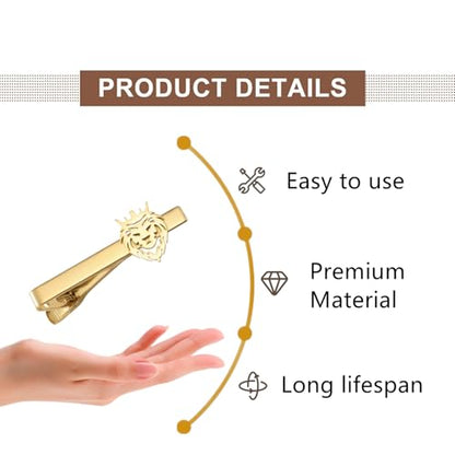 1 Pcs Tie Pin Exquisite Stainless Steel Lion King Crown Gold Tie Clip for Men Accessories, Banquets, Business, Weddings and Other Formal Occasions