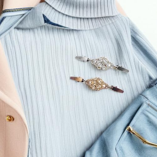 Yardwe 2pcs Vintage Cardigan Clips Sweater Shawl Collar Clips in Silver Alloy, Sturdy and Practical for Party and Wedding Use