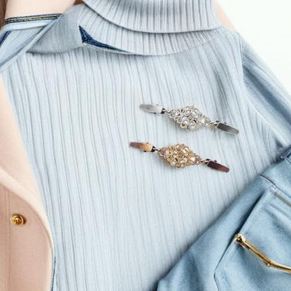 Yardwe 2pcs Vintage Cardigan Clips Sweater Shawl Collar Clips in Silver Alloy, Sturdy and Practical for Party and Wedding Use