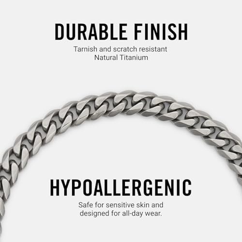 RIDGE 5mm Curb Chain for Men, Rugged and Durable Men’s Chain Necklace with Secure Clasp - color: Titanium (20")