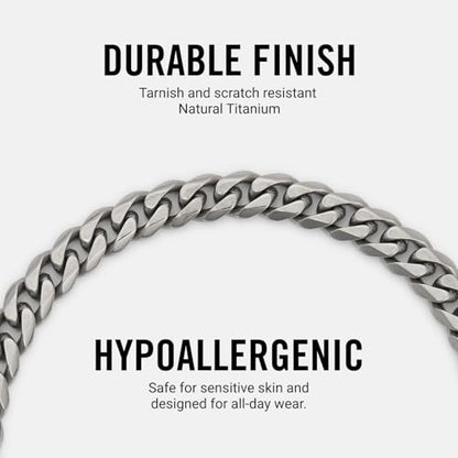 RIDGE 5mm Curb Chain for Men, Rugged and Durable Men’s Chain Necklace with Secure Clasp - color: Titanium (20")