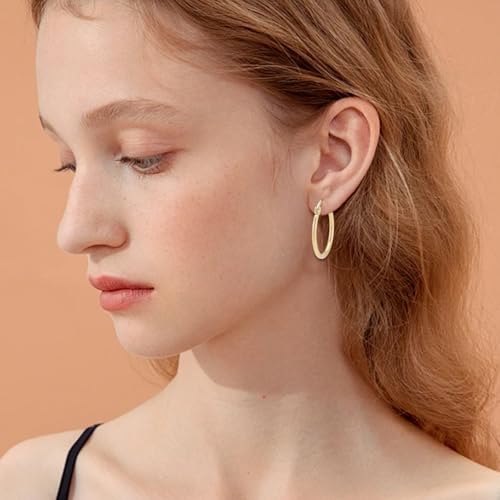 Beebeecraft 1 Box 12 Pairs Small Round Hoop Earrings 18K Gold Plated Stainless Steel Gold Ring Hoops 25mm Circle French Decorative Chunky Jewelry Earring Rings for Women Ear Piercing Jewelry DIY Decor - size: 25x2mm