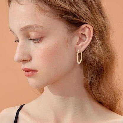 Beebeecraft 1 Box 12 Pairs Small Round Hoop Earrings 18K Gold Plated Stainless Steel Gold Ring Hoops 25mm Circle French Decorative Chunky Jewelry Earring Rings for Women Ear Piercing Jewelry DIY Decor - size: 25x2mm