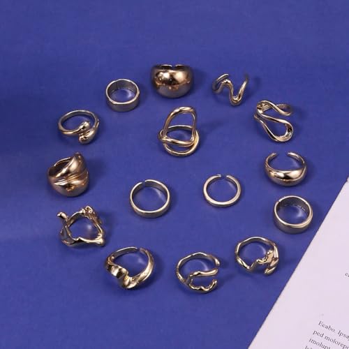 CSIYANJRY99 Chunky Gold Rings Set for Women Gold Stacking Knuckles Rings Set Accessorie Open Ring Boho Prom Costume Jewelry