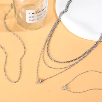 NEWITIN 6 Pieces Pendant Layered Necklaces for Women Gold Necklace Set | Hypoallergenic, Gold Plated, Cubic Zirconia, Cuban Link, Snake Chain, Stackable Chains Choker, Layering Necklace, Women Gifts - color: Gold Silver Fashion