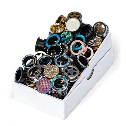 COOEAR Screw Fit Ear Gauges Flesh Plugs, 10 Pairs Random Styles Plugs Tunnels, Stainless/Glass/Stone/Acrylic Ear Piercing Stretchers Expander. - color: MH5, size: 12 mm
